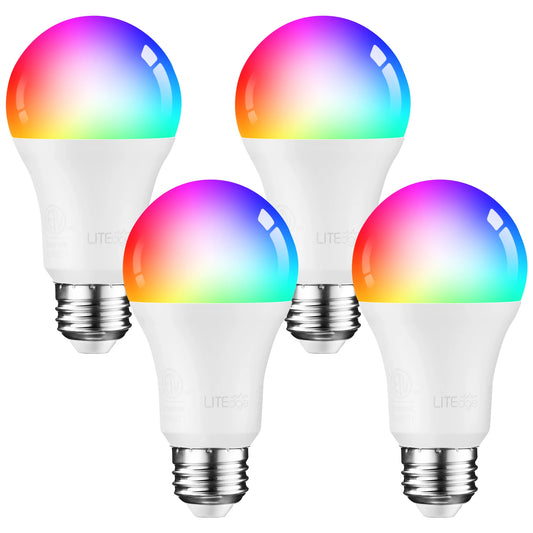 4-Pack Smart WiFi LED A19 Bulbs – RGBCW Color Changing, Alexa & Google Home Compatible