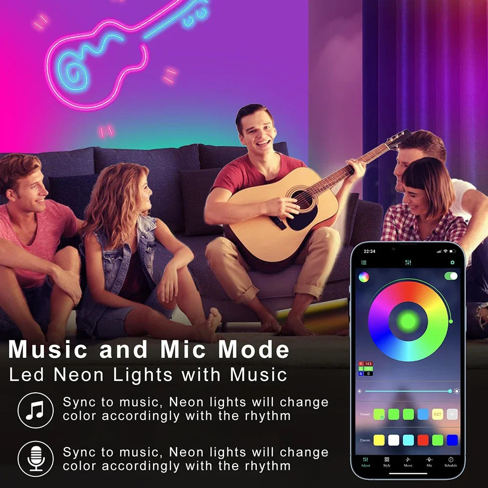 LED Neon Light Strip – RGB Waterproof, Tuya Smart Control, Outdoor & Indoor Use