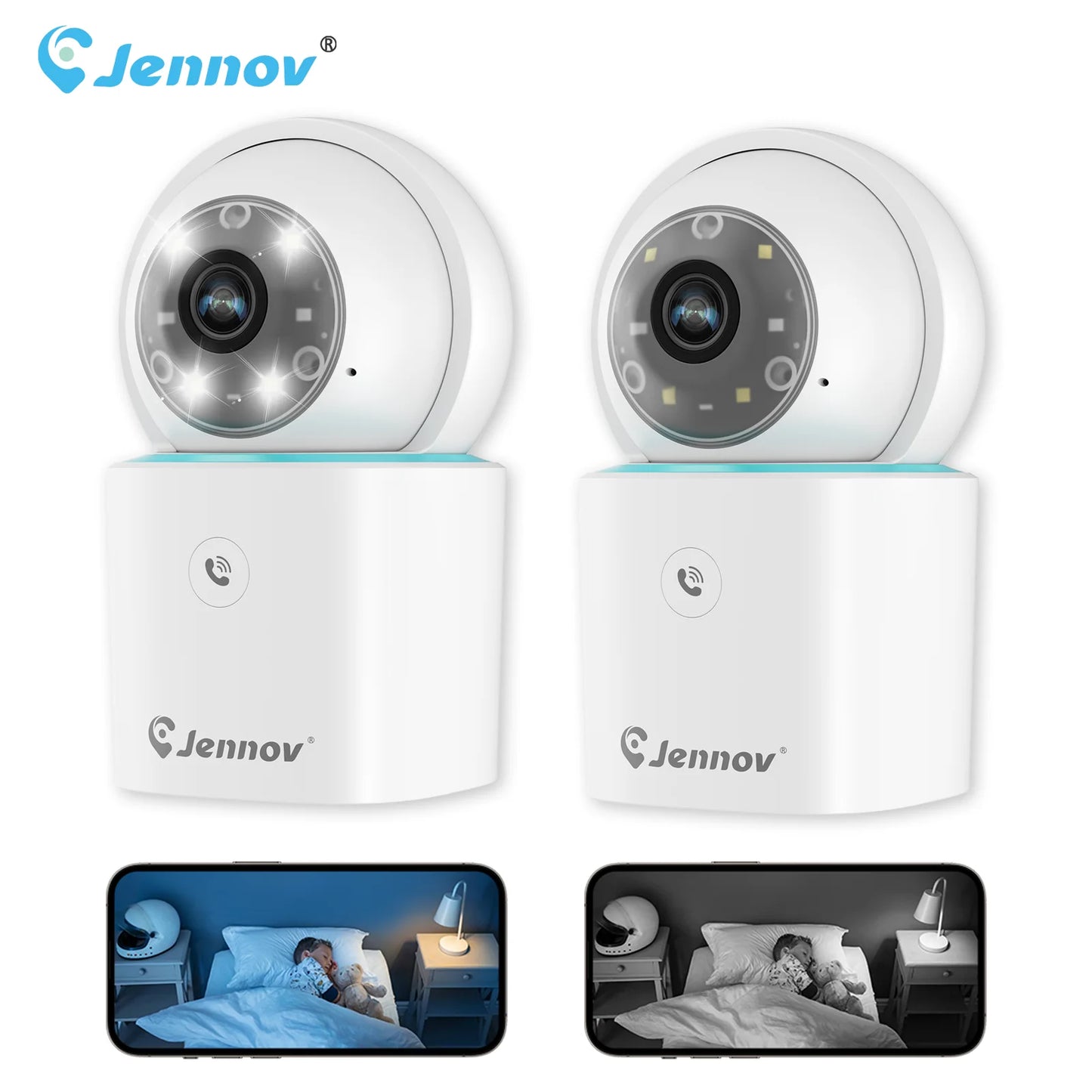 Jennov 1296P HD WiFi Camera – 360° Home Security & Baby Monitor with Two-Way Talk