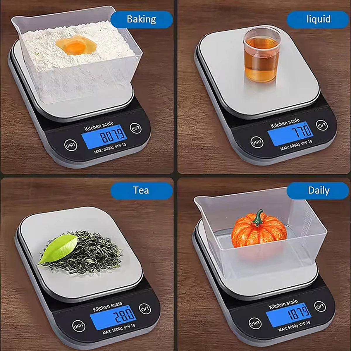 7kg/1g Digital Kitchen Scale – Stainless Steel Precision Food & Coffee Weighing Balance