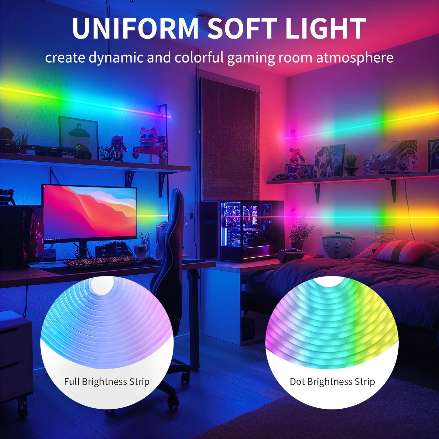 RGB Neon LED Strip – 8/16M Waterproof, USB-Powered, App & Remote Control