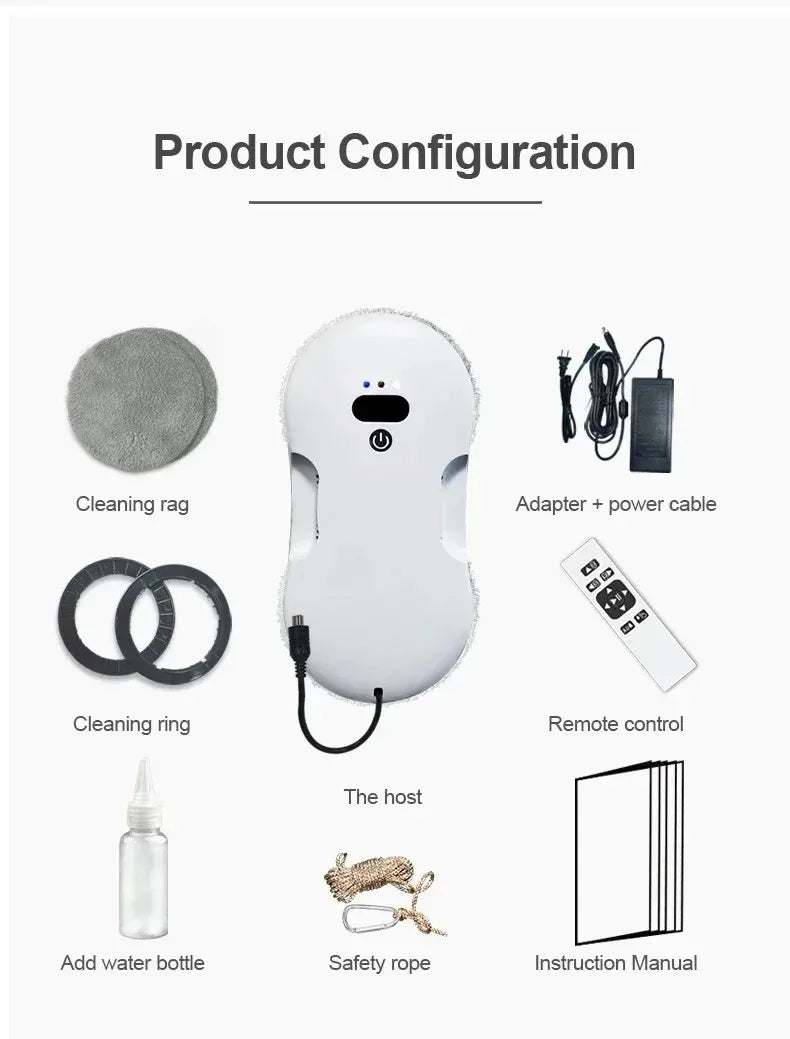 Window Cleaning Robot – Dual Nozzle, Ultra-Thin Design & Remote Control for Effortless Glass Cleaning