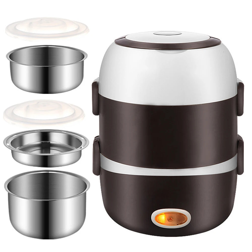 Electric Lunch Box – Stainless Steel 3-Layer Heating & Insulation