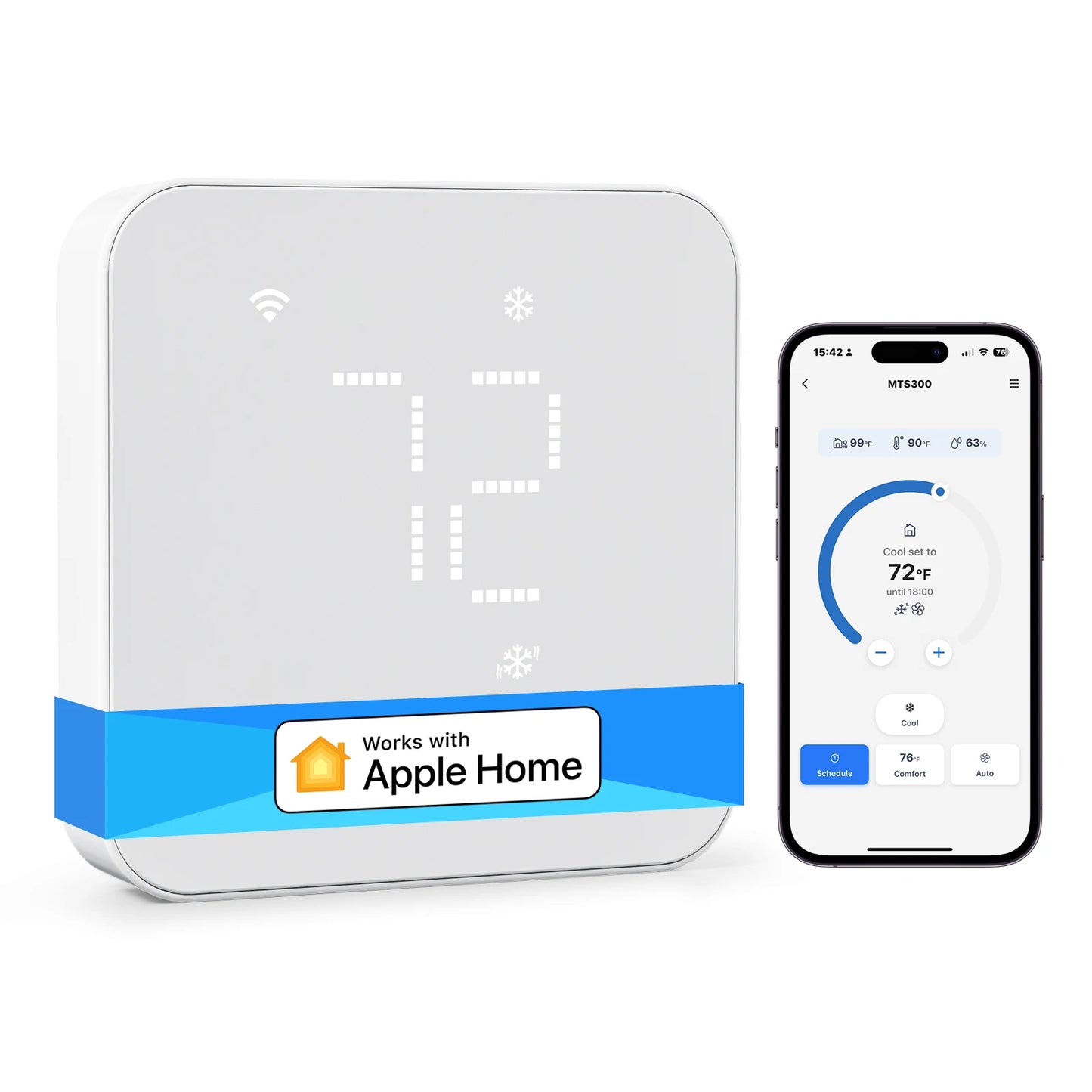 Meross Matter Smart US 24V Wi-Fi Thermostat – Compatible with 95% Heating & Cooling Systems