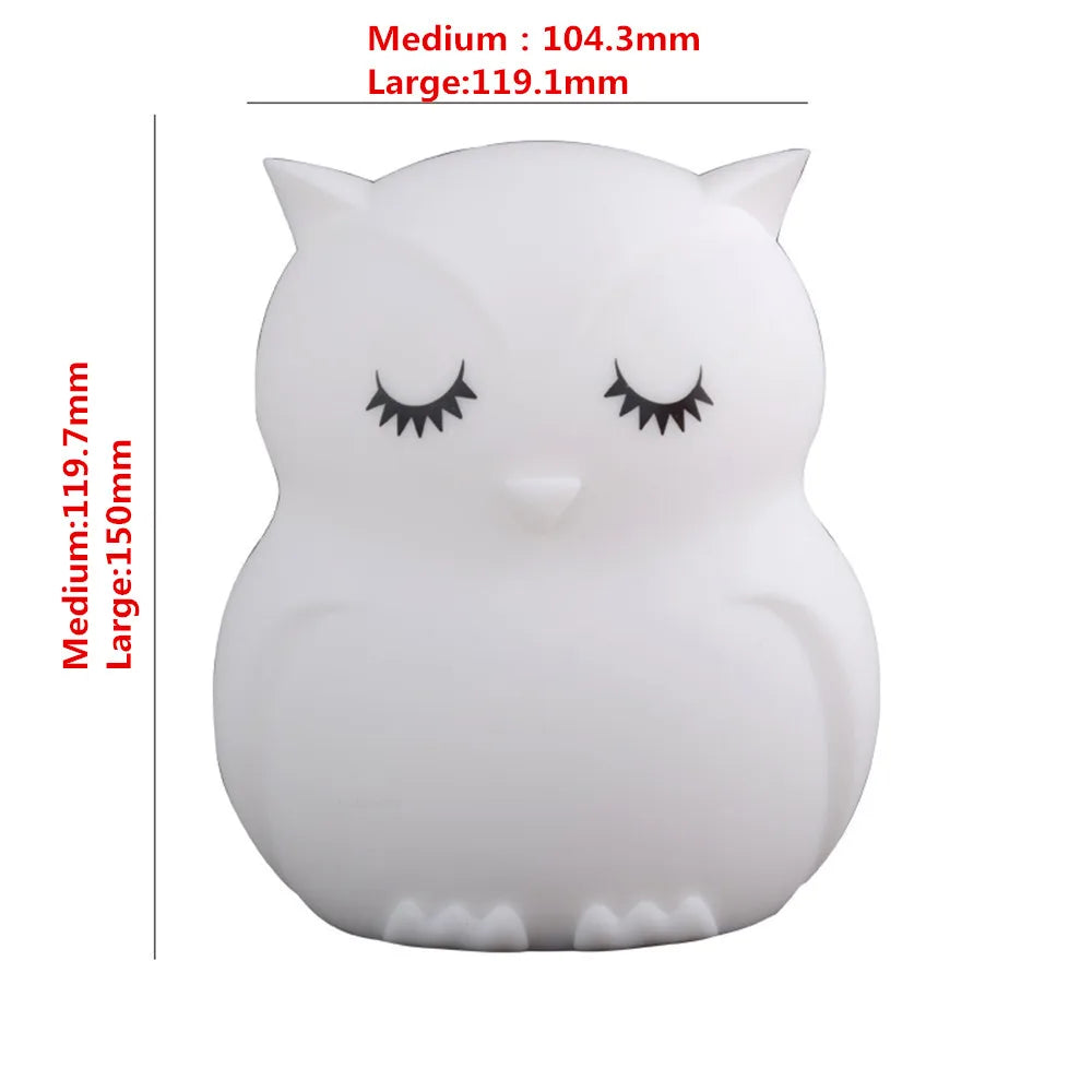 Owl LED Night Light – Touch Sensor, Remote Control, 9 Colors, Rechargeable