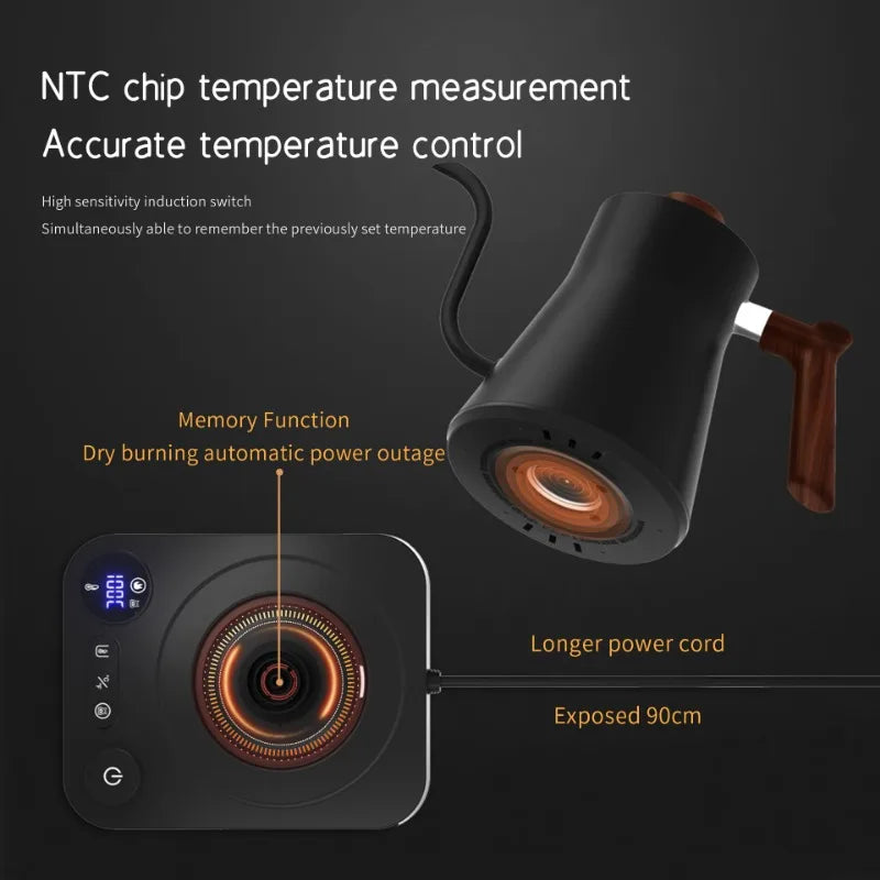 1200W Intelligent Gooseneck Electric Kettle – Constant Temperature Control for Coffee, Tea & Milk Powder
