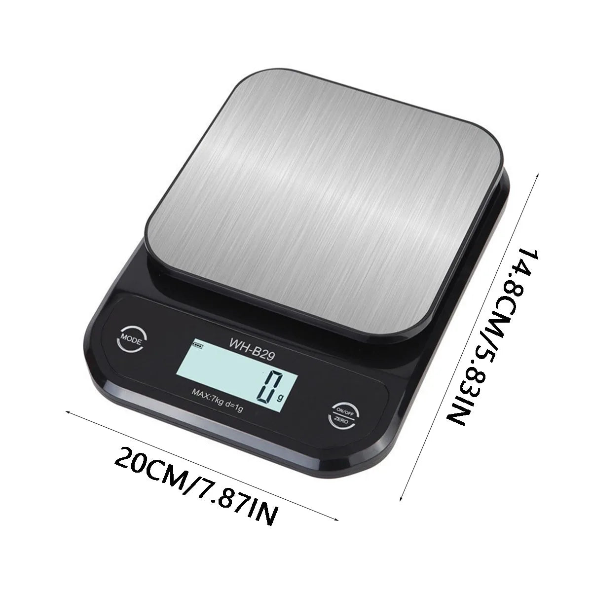 7kg/1g Digital Kitchen Scale – Stainless Steel Precision Food & Coffee Weighing Balance