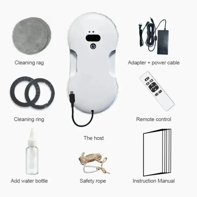 Window Cleaning Robot – Dual Nozzle, Ultra-Thin Design & Remote Control for Effortless Glass Cleaning