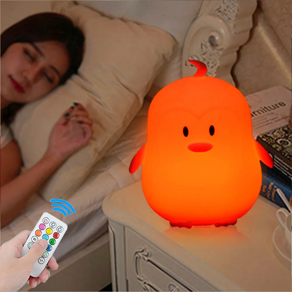 Owl LED Night Light – Touch Sensor, Remote Control, 9 Colors, Rechargeable