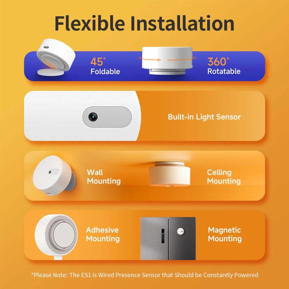 Zigbee Human Presence Sensor with Built-in Light Sensor – Smart Security & Motion Detection