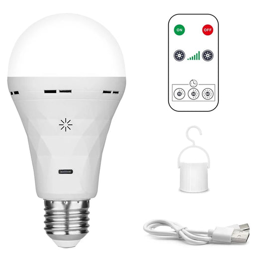 USB E27 Rechargeable LED Bulb – Touch Control, Dimmable, Smart Timing