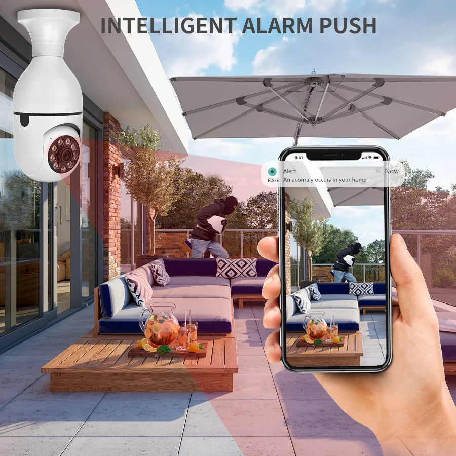 E27 WIFI Bulb PTZ Surveillance Camera Night Vision Full Color Indoor Security Protection Auto Tracking CCTV Baby Monitor Camera