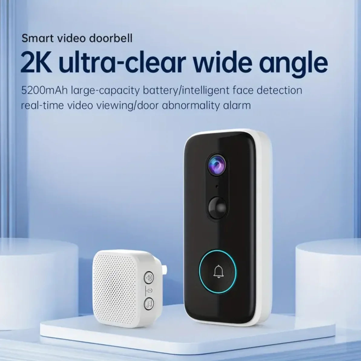 2K Wireless Doorbell Camera – Smart Home Security with Intercom & Night Vision