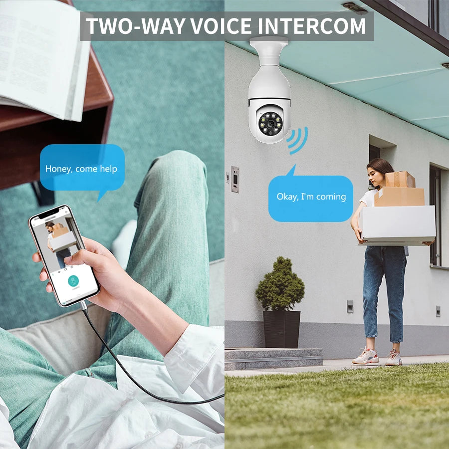 E27 WIFI Bulb PTZ Surveillance Camera Night Vision Full Color Indoor Security Protection Auto Tracking CCTV Baby Monitor Camera