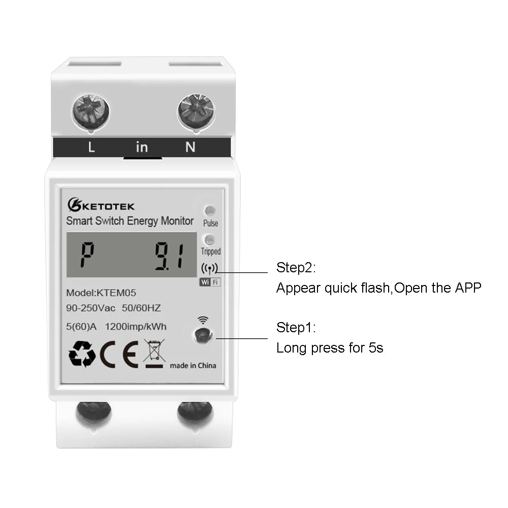 Din Rail WiFi Tuya Smart Energy Power Meter – Real-Time Monitoring & Remote Control