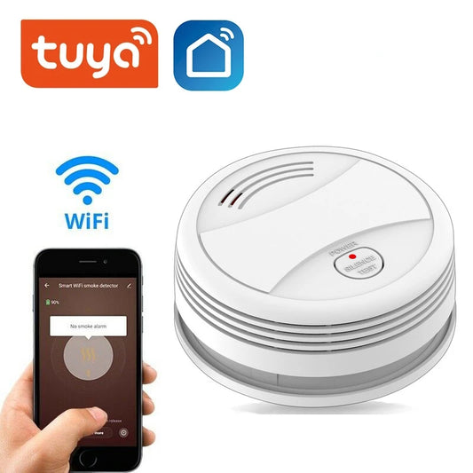 WiFi Tuya Smart Smoke Detector – 80dB Fire Alarm with App Alerts for Home Security
