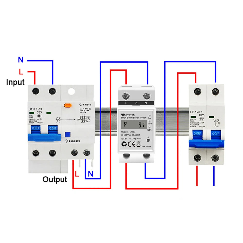 Din Rail WiFi Tuya Smart Energy Power Meter – Real-Time Monitoring & Remote Control