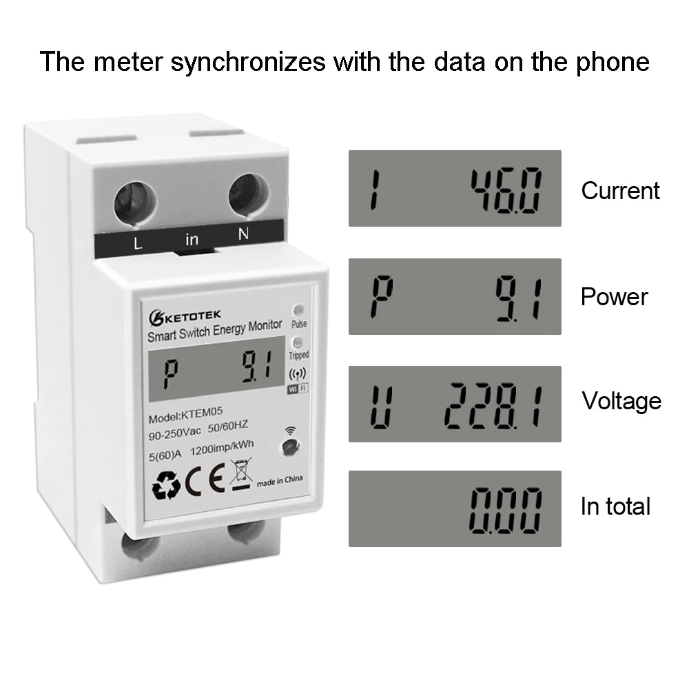 Din Rail WiFi Tuya Smart Energy Power Meter – Real-Time Monitoring & Remote Control