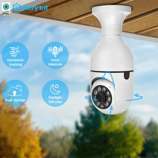 E27 WIFI Bulb PTZ Surveillance Camera Night Vision Full Color Indoor Security Protection Auto Tracking CCTV Baby Monitor Camera