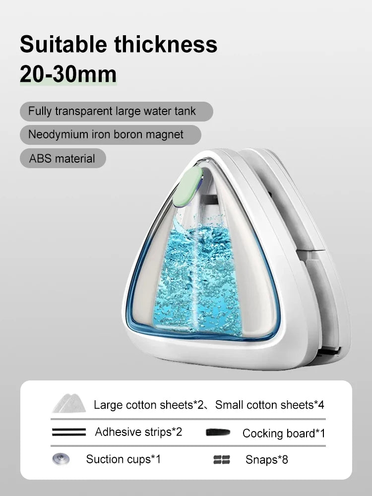 Magnetic Window Cleaner – Double-Sided Water-Filled Glass Cleaner with 10 Sponges (3–8mm Windows)