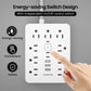 TRANSTON Power Strip with Surge Protector – 9 AC Outlets, 3 USB, 2 USB-C, 5ft Cable, 45° Tilt Plug (White)
