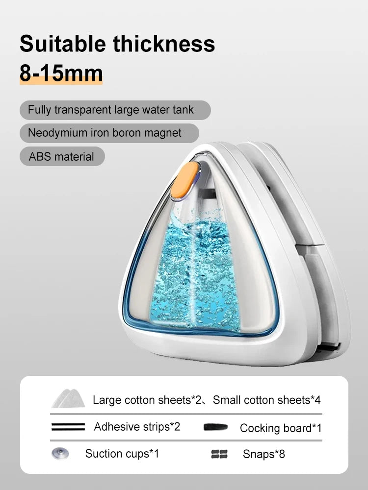 Magnetic Window Cleaner – Double-Sided Water-Filled Glass Cleaner with 10 Sponges (3–8mm Windows)