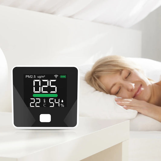 PM2.5 High-Precision Air Quality Monitor with Temperature & Humidity Sensor – Tuya WiFi Smart Detector