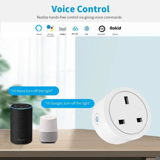 Melery WiFi 20A UK Smart Plug – Mini Smart Socket with Power Monitoring, Timer & Remote Control, Works with Tuya, Alexa & Google Home