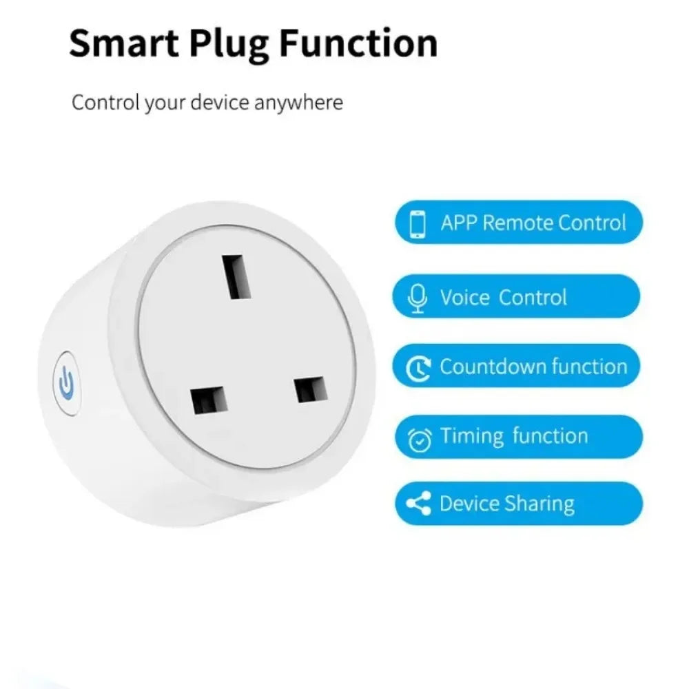 Melery WiFi 20A UK Smart Plug – Mini Smart Socket with Power Monitoring, Timer & Remote Control, Works with Tuya, Alexa & Google Home