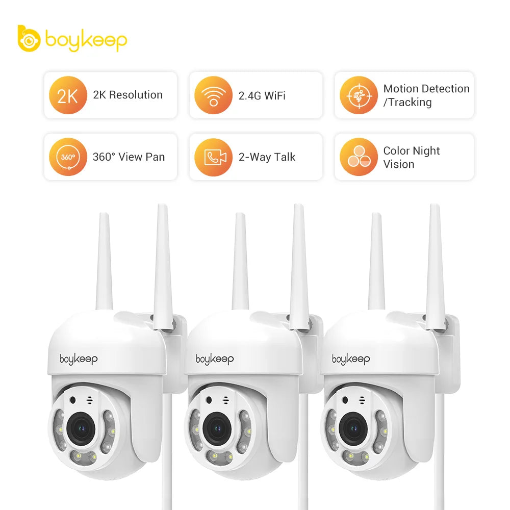 BoyKeep 3MP WiFi Outdoor Security Camera – Smart IP Monitoring with Full-Color Night Vision