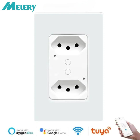 Melery Brazil WiFi Smart Wall Socket with USB – Tuya Smart Life App, Voice Control with Alexa & Google Home