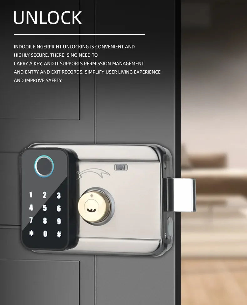 TYSH Tuya Remote Smart Door Lock With Wifi Outdoor Waterproof Double Fingerprint Lock Digital Electronic Card Keyless Smart Lock