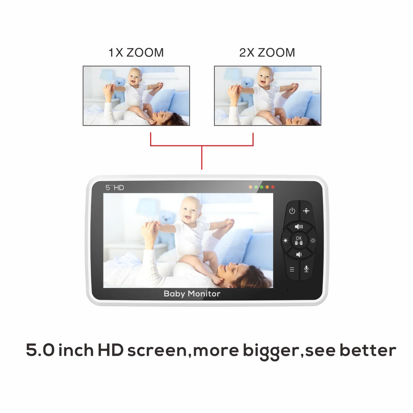 5-Inch Video Baby Monitor with Camera & Audio – Long Battery, Clear Video & Smart Alerts