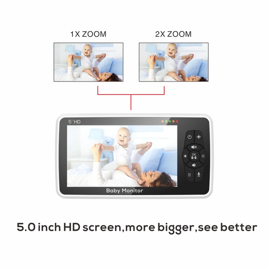 5-Inch Video Baby Monitor with Camera & Audio – Long Battery, Clear Video & Smart Alerts