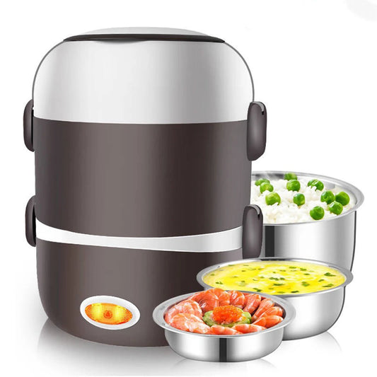 Electric Lunch Box – Stainless Steel 3-Layer Heating & Insulation