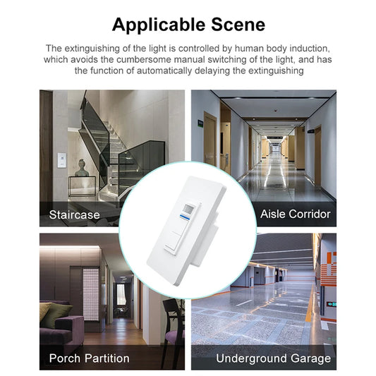 Tuya WiFi Smart PIR Motion Sensor Light Switch – US Standard 1/2 Gang, 15A, Voice Control with Alexa & Google Home