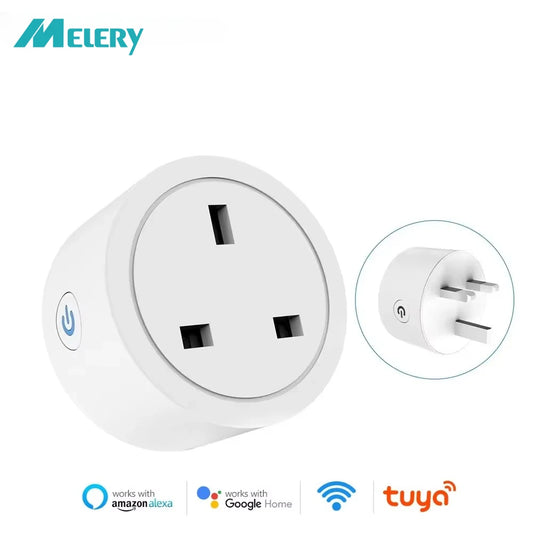 Melery WiFi 20A UK Smart Plug – Mini Smart Socket with Power Monitoring, Timer & Remote Control, Works with Tuya, Alexa & Google Home
