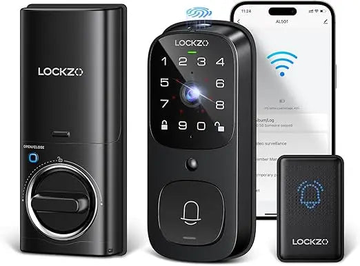 Video Smart Door Locks with Camera, 6-in-1 WiFi Keyless Entry Door Lock for Front Door, Deadbolt Lock with Fingerprint, Keypad C