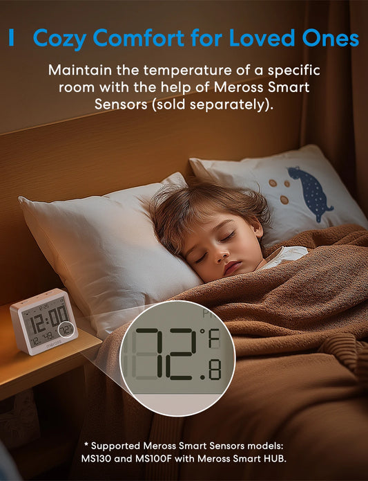 Meross Matter Smart Wi-Fi Thermostat – Compatible with 95% Heating & Cooling Systems
