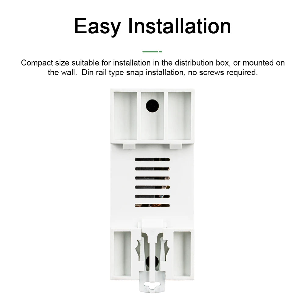 Tuya WiFi Power Meter (1–63A) – Smart DIN-Rail Energy Monitor with Automatic Reclosing Protector