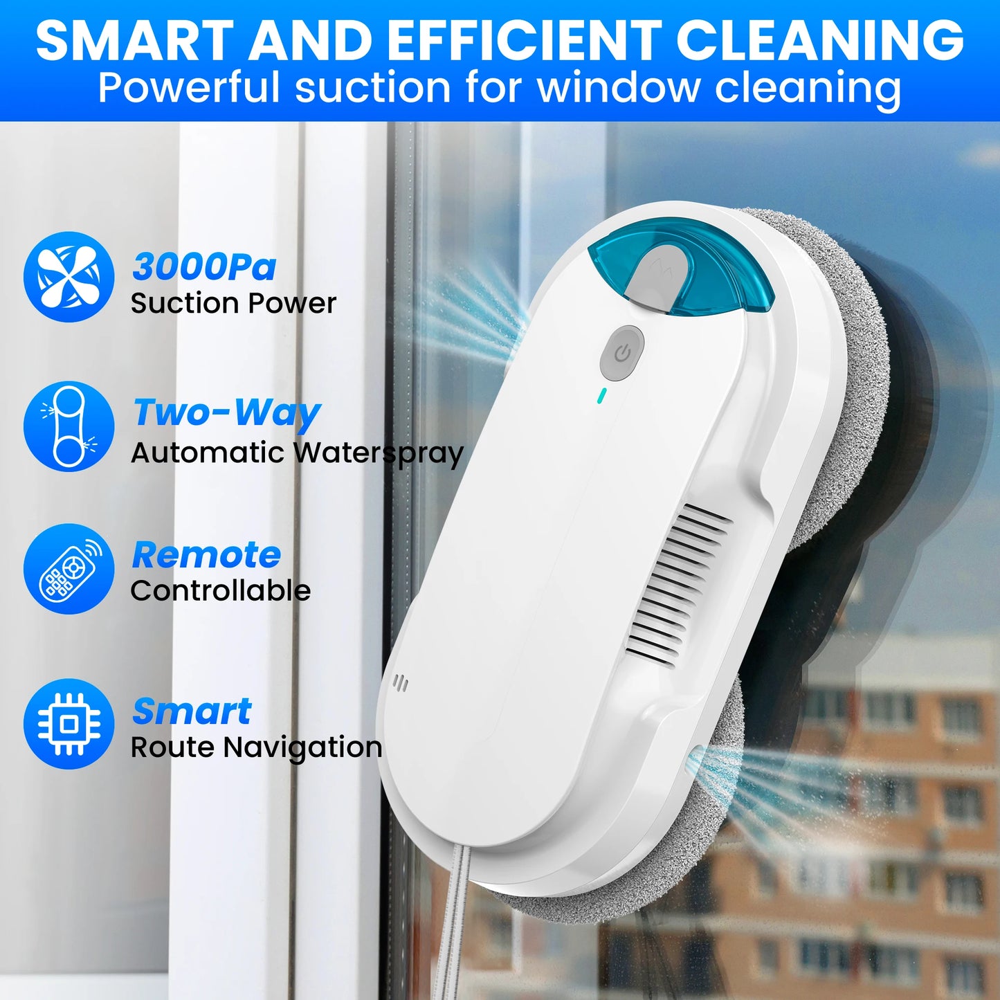 W1 Smart Window Cleaning Robot with Automatic Water Spraying