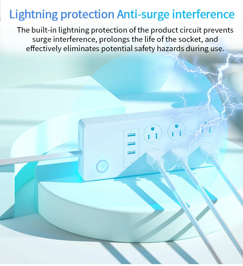 Tuya WiFi Smart Power Strip – US Plug with/without Power Monitor, Surge Protector, Works with Alexa & Google Home