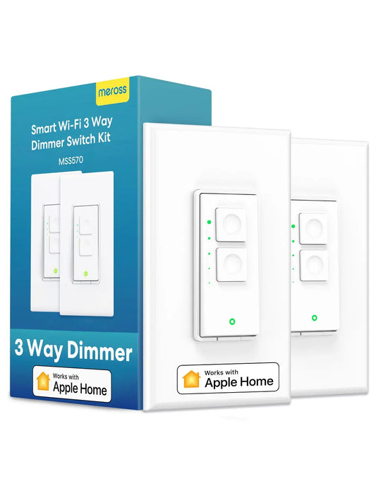 Meross HomeKit 3-Way Smart Dimmer Switch Kit – WiFi Dimming Control with Alexa, Google & SmartThings