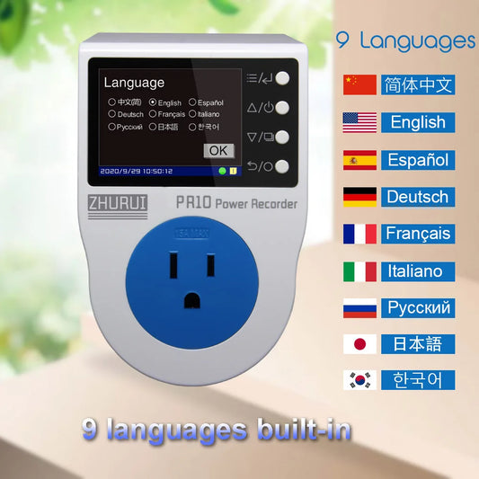 PR10-E US Plug 15A Power Watt Meter – Smart Energy Monitoring for Home Appliances