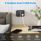 TRANSTON Mini Portable Power Strip with Surge Protector – 6-in-1 Multifunctional (3 AC Outlets + 2 USB Ports + 1 USB-C)
