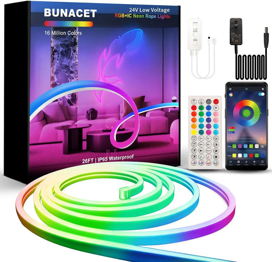 RGB Neon LED Strip 8/16M IP65 Waterproof DIY USB Neon Strip Tuya App Remote Control Flexible Ribbon for Home Decor Lighting