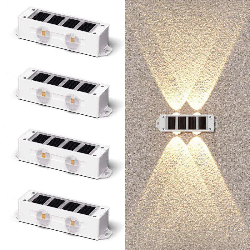 4Pcs Solar Wall Lights with Smart Light Sensor – Outdoor LED Lights, 8H Illumination, Auto On/Off for Garden Fence Pathway