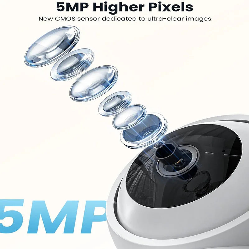 ieGeek 5MP Smart Indoor WiFi Camera – 360° PTZ, Two-Way Talk & Night Vision