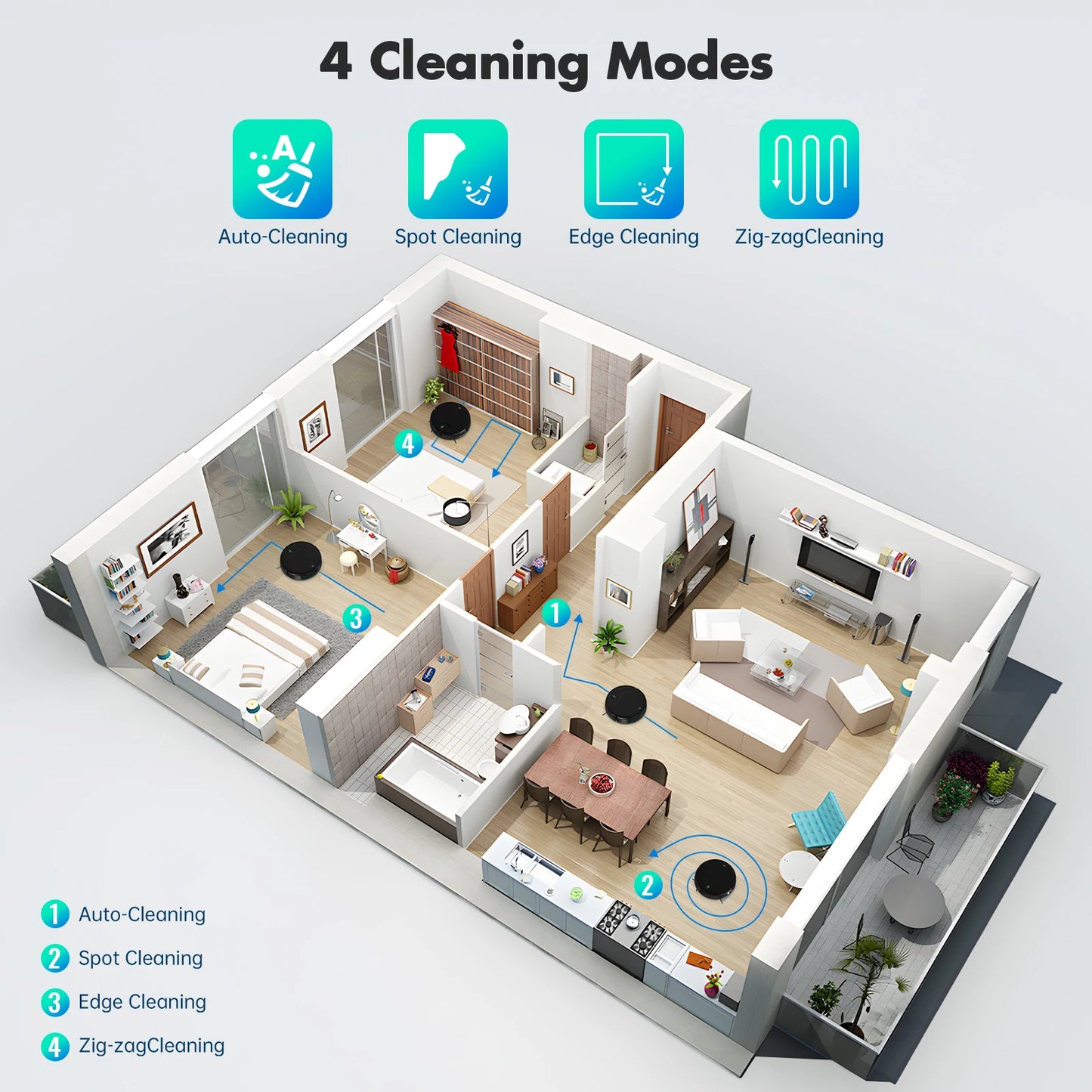Robot Vacuum Cleaner Combo Mop – 4000PA Suction, WiFi & Voice Control, Auto-Recharge