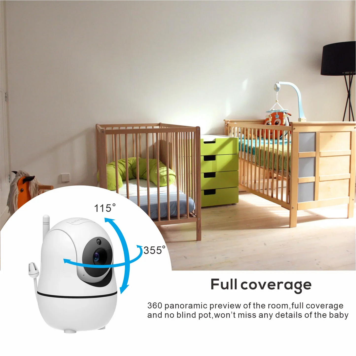 5-Inch Video Baby Monitor with Camera & Audio – Long Battery, Clear Video & Smart Alerts